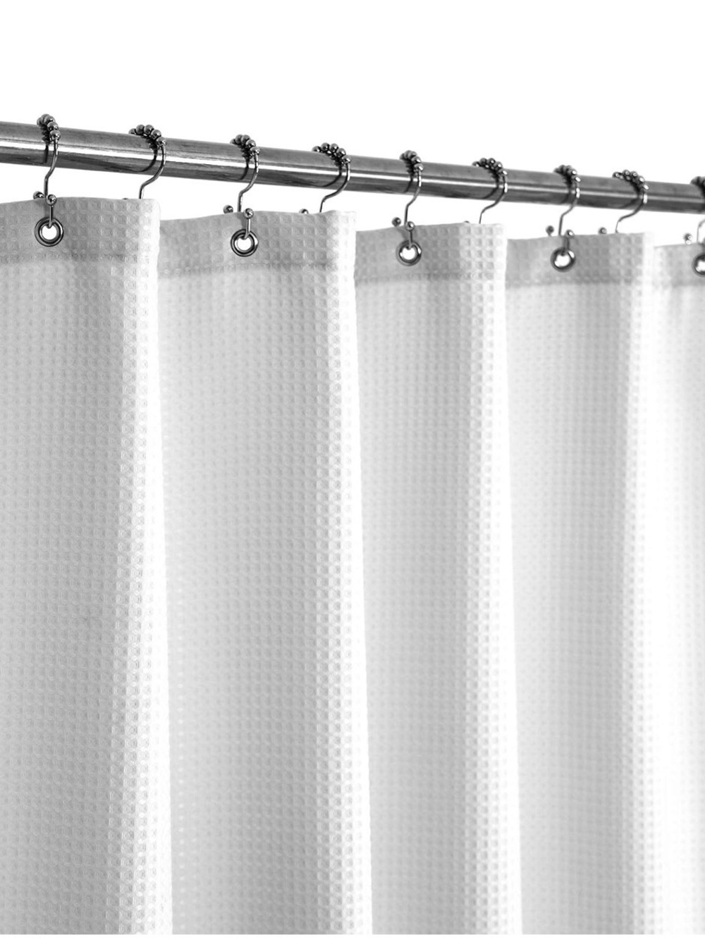 Barossa Design Waffle Weave Shower Curtain Fabric 60 x 72 Inch, White